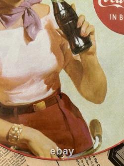 Vintage Drink Coca Cola Sailor 12 Inch Porcelain Enamel Sign