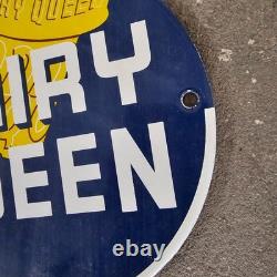 Vintage Drink Dairy Queen Dq Us Gasoline Oil Gas Pump Enamel Porcelain Sign