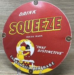 Vintage Drink Squeeze Soda Porcelain Sign Gas Station Bottle Pepsi Coca Cola 7up
