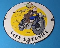 Vintage Ducati Porcelain Automotive Motorcycle Gas Oil Sales Service Pump Sign