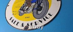 Vintage Ducati Porcelain Automotive Motorcycle Gas Oil Sales Service Pump Sign