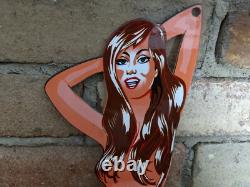 Vintage Dunlop Tires Porcelain Advertising Sign Tire Brunette Girl 15 X 5