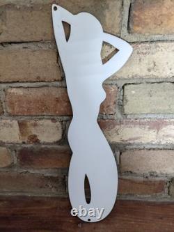 Vintage Dunlop Tires Porcelain Advertising Sign Tire Brunette Girl 15 X 5