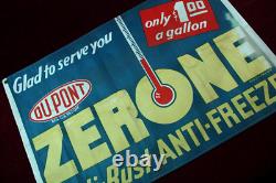 Vintage Dupont Zerone Anti-freeze Cloth Banner Sign Old Service Station