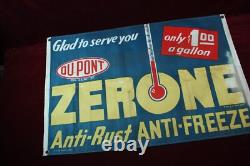 Vintage Dupont Zerone Anti-freeze Cloth Banner Sign Old Service Station