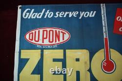 Vintage Dupont Zerone Anti-freeze Cloth Banner Sign Old Service Station