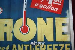 Vintage Dupont Zerone Anti-freeze Cloth Banner Sign Old Service Station