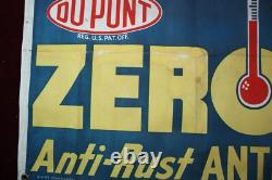 Vintage Dupont Zerone Anti-freeze Cloth Banner Sign Old Service Station