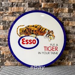 Vintage ESSO Tiger Gas Station 1960s Heavy Metal Sign 19.7 (50cm)