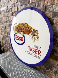 Vintage ESSO Tiger Gas Station 1960s Heavy Metal Sign 19.7 (50cm)