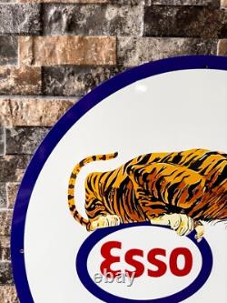 Vintage ESSO Tiger Gas Station 1960s Heavy Metal Sign 19.7 (50cm)