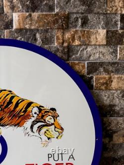 Vintage ESSO Tiger Gas Station 1960s Heavy Metal Sign 19.7 (50cm)