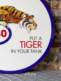 Vintage ESSO Tiger Gas Station 1960s Heavy Metal Sign 19.7 (50cm)