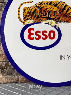 Vintage ESSO Tiger Gas Station 1960s Heavy Metal Sign 19.7 (50cm)