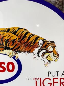 Vintage ESSO Tiger Gas Station 1960s Heavy Metal Sign 19.7 (50cm)