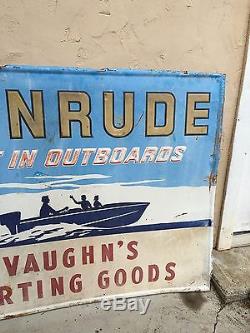 Vintage EVINRUDE FIRST IN OUTBOARDS Huge Sign VAUGHN'S SPORTING GOODS Burney Ca