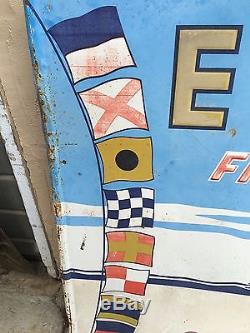 Vintage EVINRUDE FIRST IN OUTBOARDS Huge Sign VAUGHN'S SPORTING GOODS Burney Ca