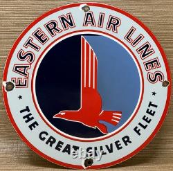 Vintage Eastern Air Lines Porcelain Sign Dealership Gas Station Motor Oil Delta