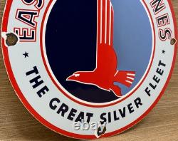 Vintage Eastern Air Lines Porcelain Sign Dealership Gas Station Motor Oil Delta