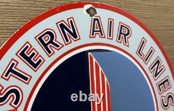 Vintage Eastern Air Lines Porcelain Sign Dealership Gas Station Motor Oil Delta
