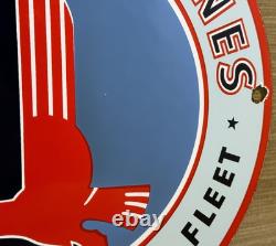 Vintage Eastern Air Lines Porcelain Sign Dealership Gas Station Motor Oil Delta