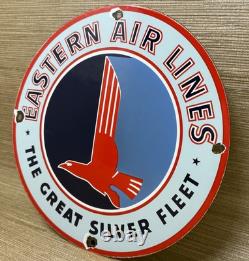 Vintage Eastern Air Lines Porcelain Sign Dealership Gas Station Motor Oil Delta