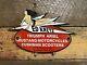 Vintage Ed Kretz Porcelain Sign Motorcycle Triumph Cushman Mustang Gas & Oil