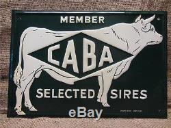 Vintage Embossed Metal CABA Sires Cow Sign Antique Farm Cattle Scioto Co 9222