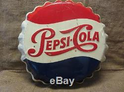 Vintage Embossed Pepsi Cola Bottle Cap Sign Stout Antique Pepsi Soda 9338