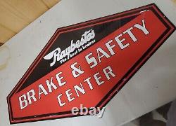 Vintage Embossed RAYBESTOS Brakes & Safety Center Trade Gas Station Sign 35 X 19