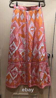 Vintage Emilio Pucci Saks Fifth Avenue Signed Print Cotton Maxi Dress Skirt 14