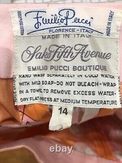 Vintage Emilio Pucci Saks Fifth Avenue Signed Print Cotton Maxi Dress Skirt 14