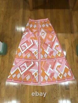 Vintage Emilio Pucci Saks Fifth Avenue Signed Print Cotton Maxi Dress Skirt 14