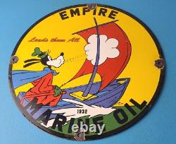 Vintage Empire Motor Oil Sign Gas Service Station Pump Porcelain Sign