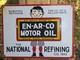Vintage En-ar-co National Motor Oil 16x 12 Porcelain Sign Great Condition