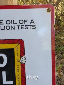 Vintage En-ar-co National Motor Oil 16x 12 Porcelain Sign Great Condition