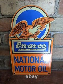 Vintage En-ar-co National Motor Oil 8x 12 Porcelain Sign