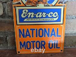 Vintage En-ar-co National Motor Oil 8x 12 Porcelain Sign
