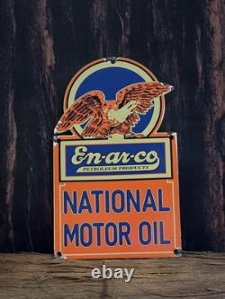 Vintage En-ar-co National Motor Oil Porcelain Sign 8x 12