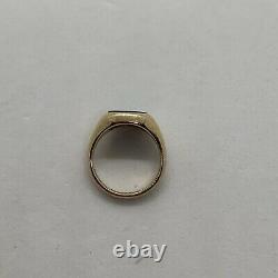 Vintage English 9k Yellow Gold Bloodstone Signet Seal Ring Signed square pinky