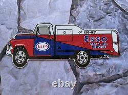 Vintage Esso Gas And Oil Service Tanker Porcelain Sign 12×5