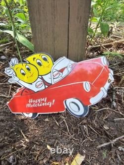 Vintage Esso Gasoline Oil Drop Boy Girl Porcelain Gas Automobile Pump Sign