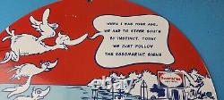 Vintage Esso Gasoline Porcelain Dr Seuss Book Service Station Pump Plate Sign