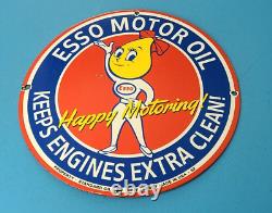 Vintage Esso Gasoline Porcelain Extra Clean Gas Oil Service Pump Plate Sign
