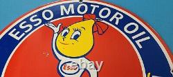 Vintage Esso Gasoline Porcelain Extra Clean Gas Oil Service Pump Plate Sign