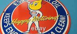 Vintage Esso Gasoline Porcelain Extra Clean Gas Oil Service Pump Plate Sign