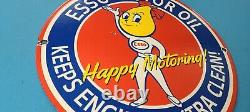 Vintage Esso Gasoline Porcelain Extra Clean Gas Oil Service Pump Plate Sign