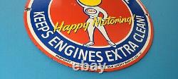 Vintage Esso Gasoline Porcelain Extra Clean Gas Oil Service Pump Plate Sign