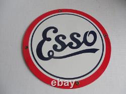 Vintage Esso Gasoline Porcelain Gas Service Station Pump Service Sign 11 3/4