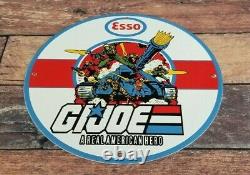 Vintage Esso Gasoline Porcelain Gi Joe American Soldier Gas Service Station Sign